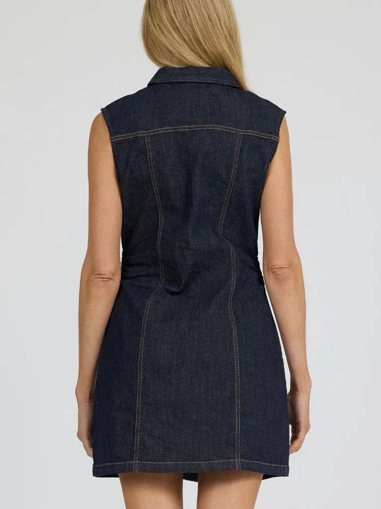 Saira Dress in Dark Denim