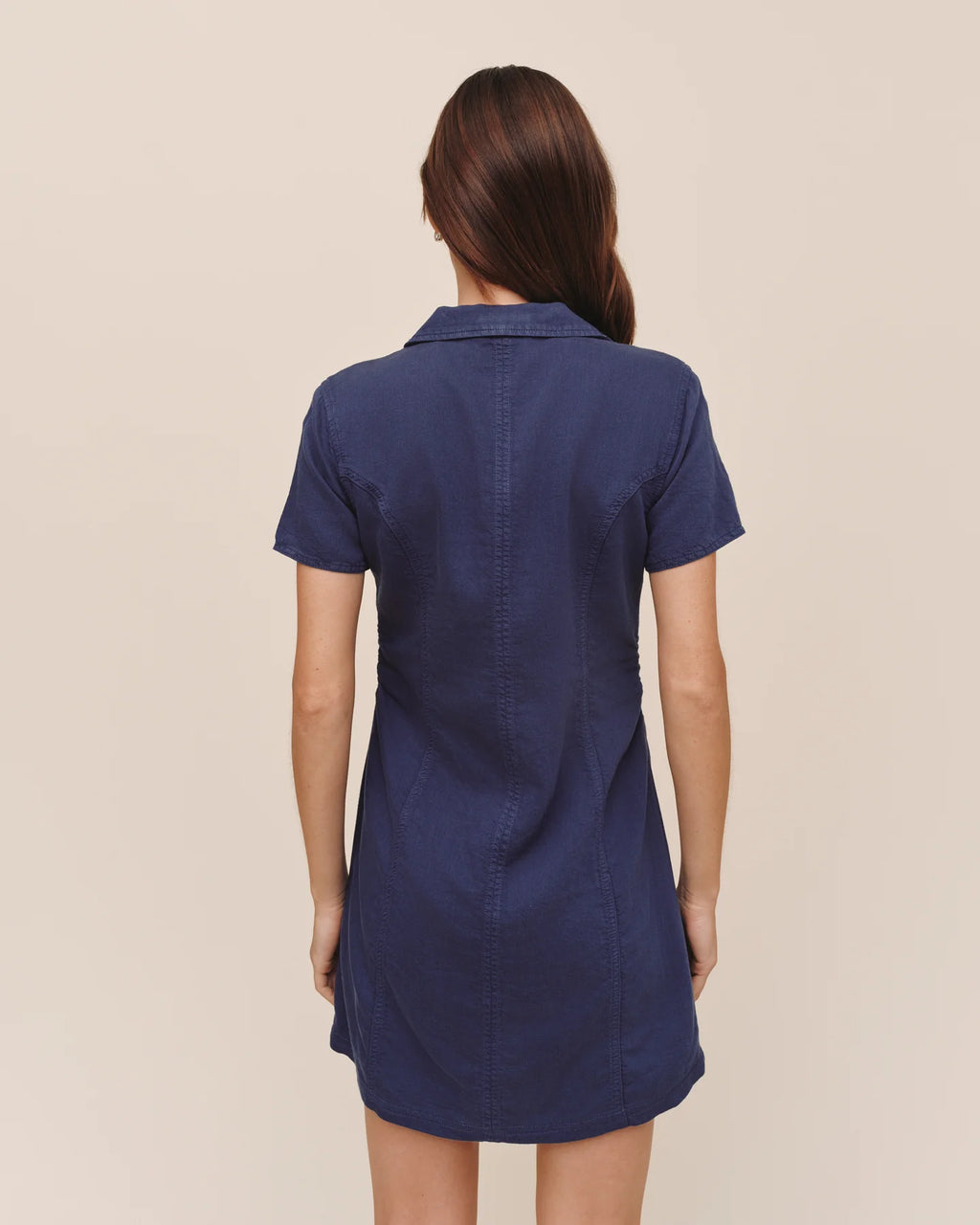 Short Sleeve Zip Front Dress Deep Cobalt