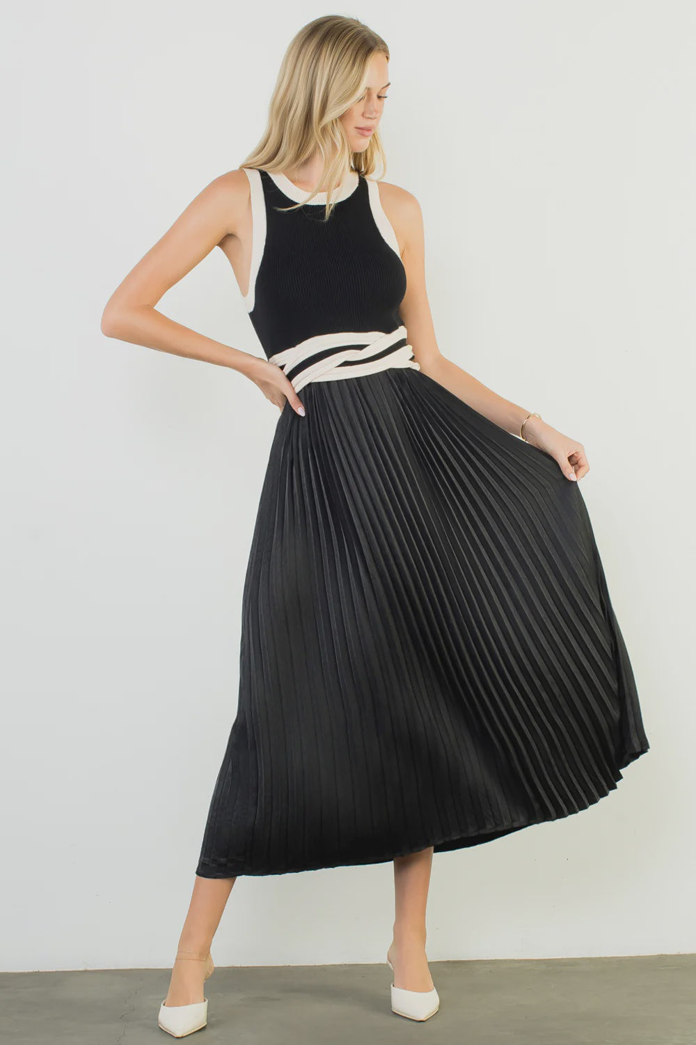 Sleeveless Mixed Media Dress