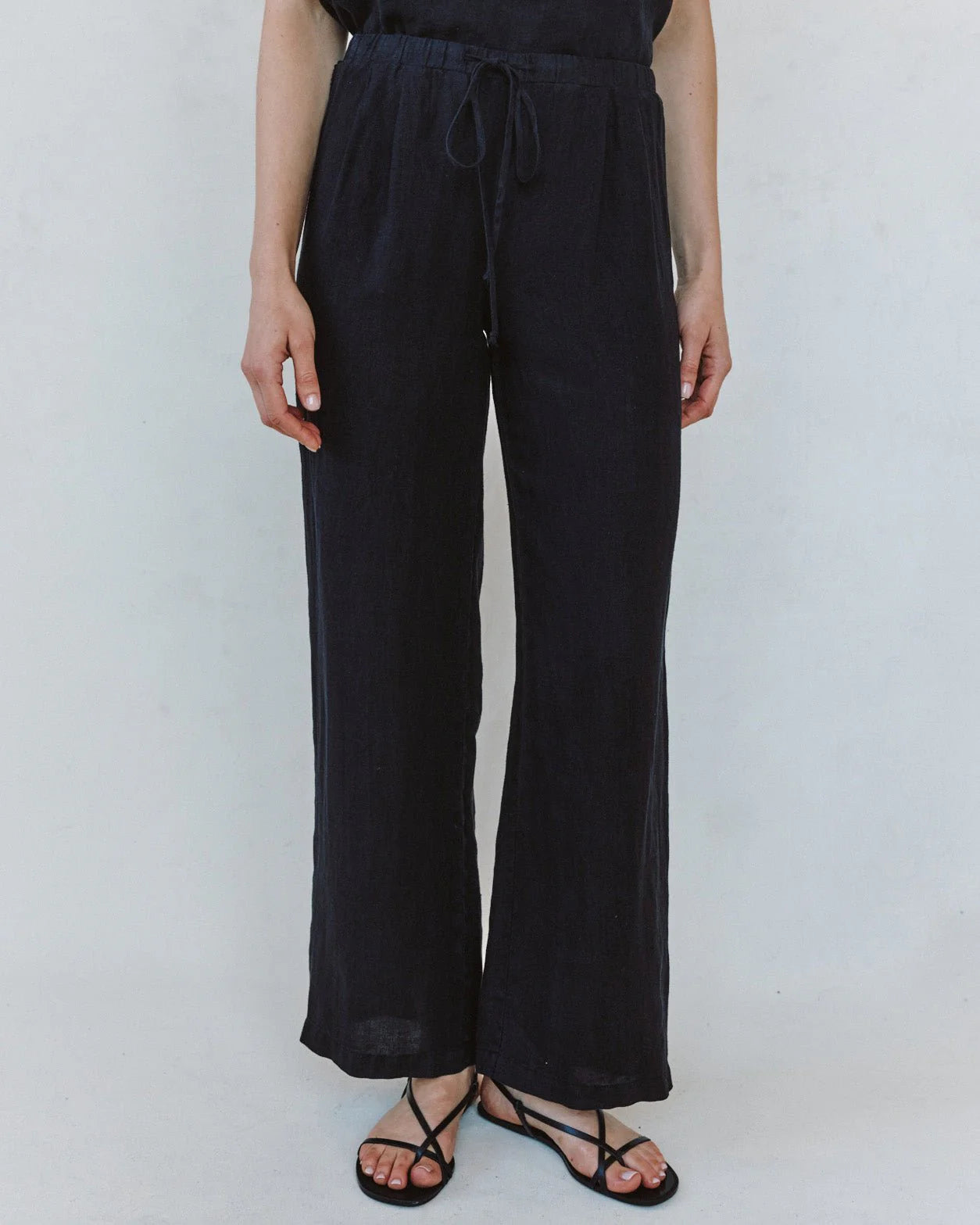 Beach Pant with Lattice Stripe Black