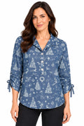 John Mark Button Front Cinch Sleeve Popover