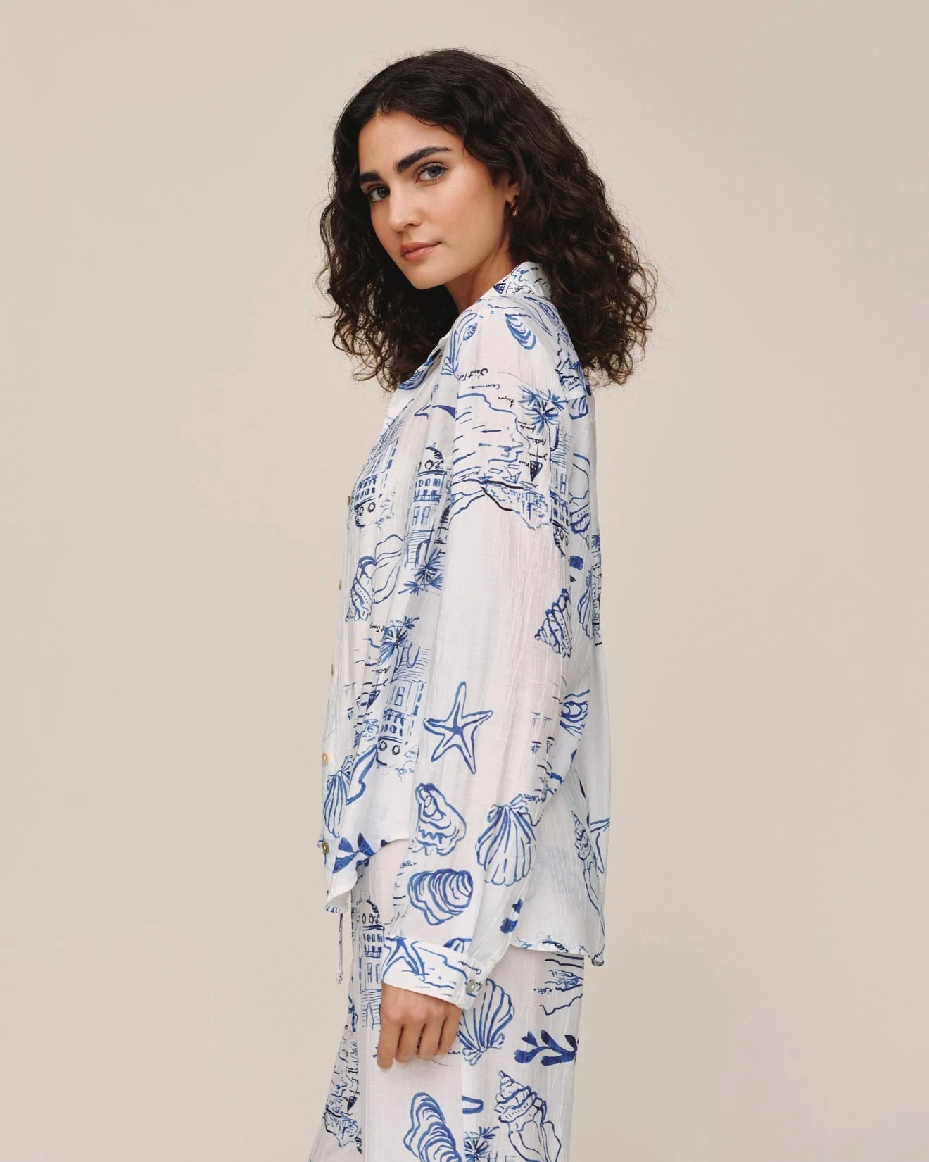 Classic Button Down Riviera Print