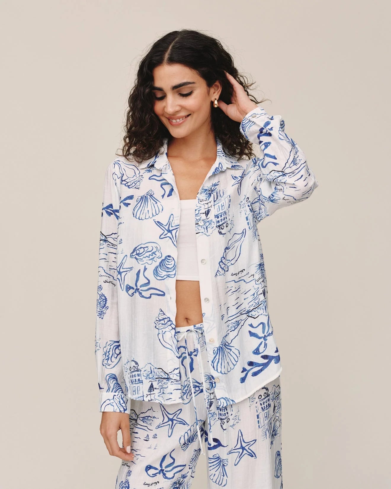 Classic Button Down Riviera Print