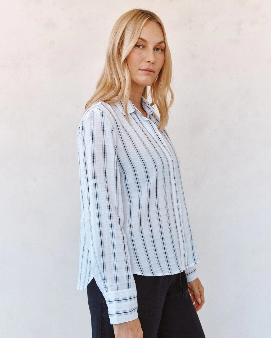 Clean Split Back Button Down Stripe
