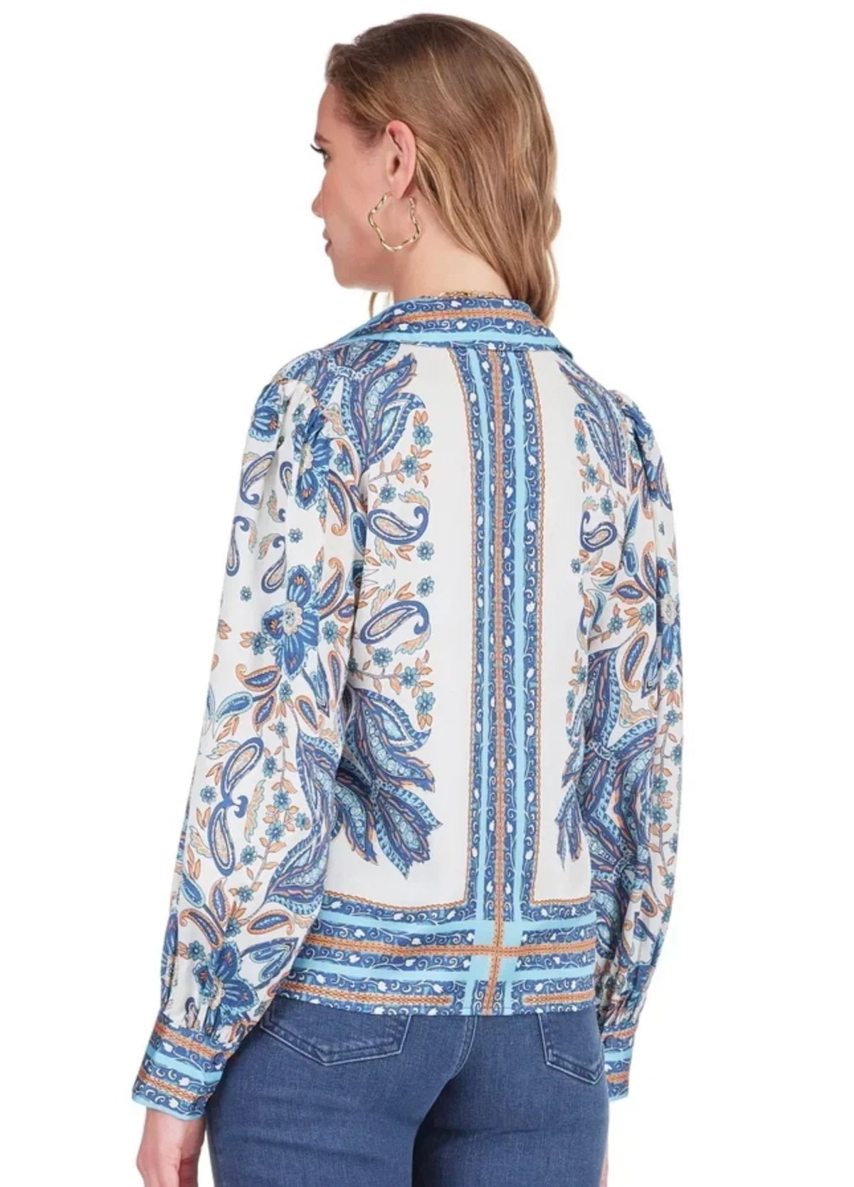 Scarf Puff Sleeve Blouse