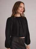Elastic Shirred Top Black