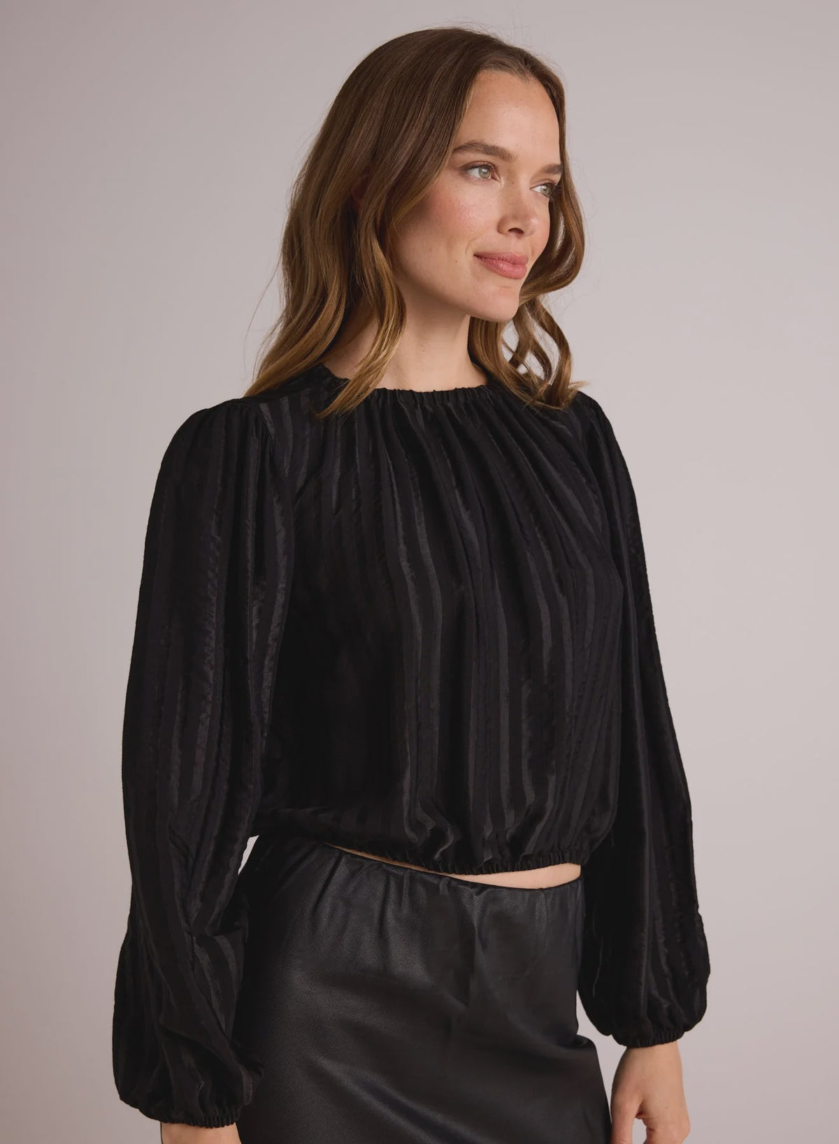Elastic Shirred Top Black