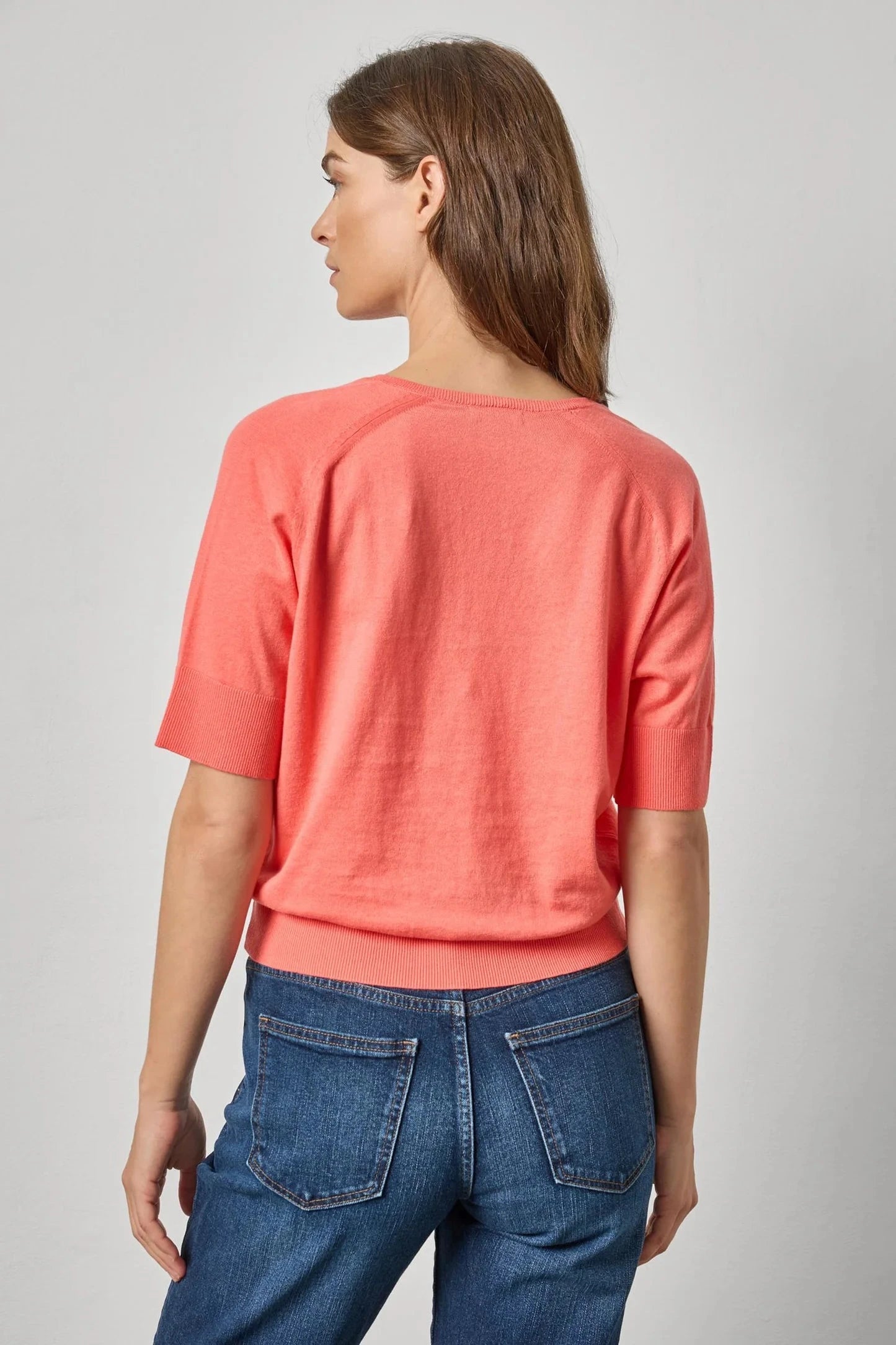 VNeck Saddle sleeve Sweater in Firefly