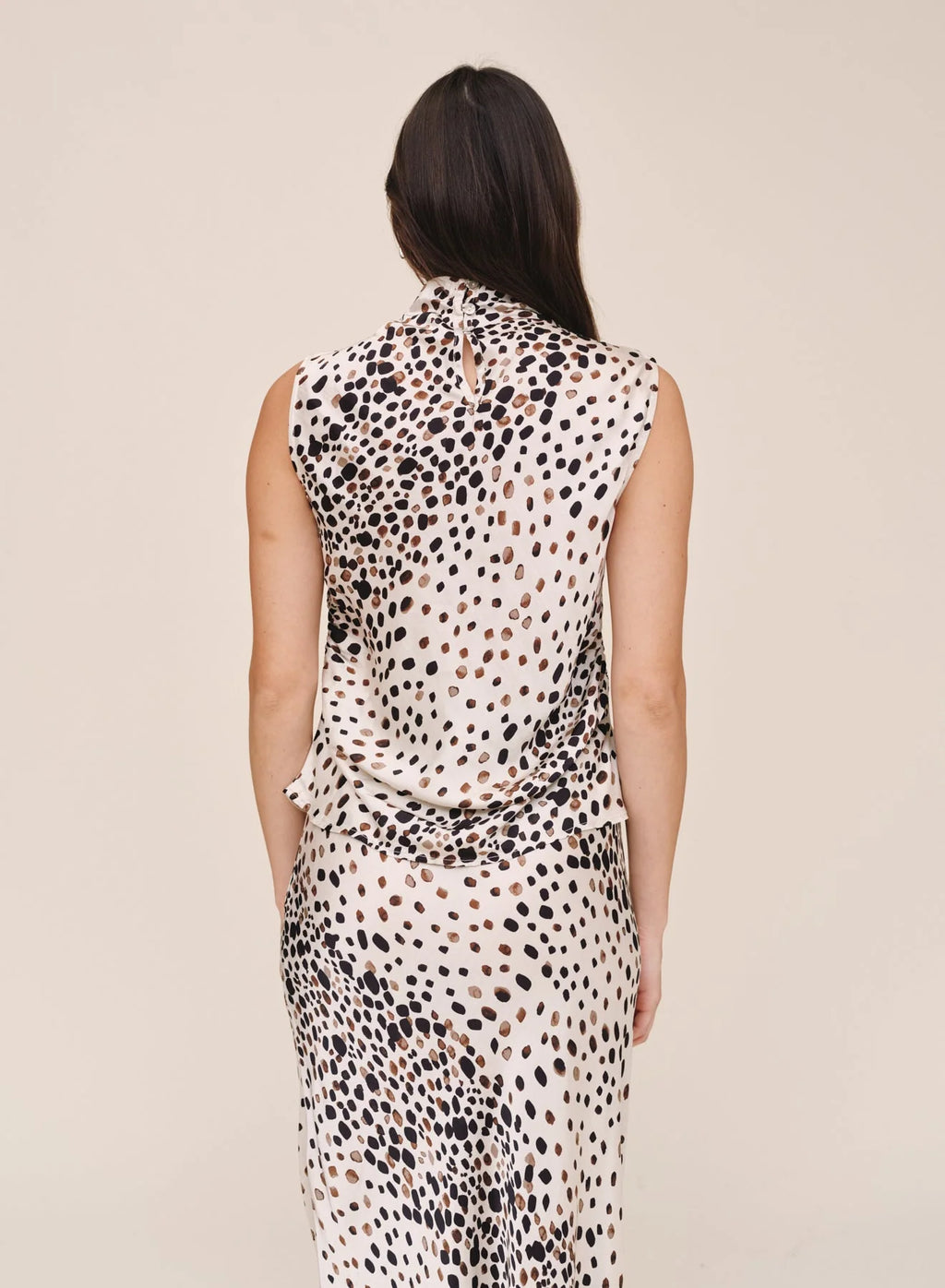 Bella Dahl Fitted Cowl Neck Top - Painted Spots Print