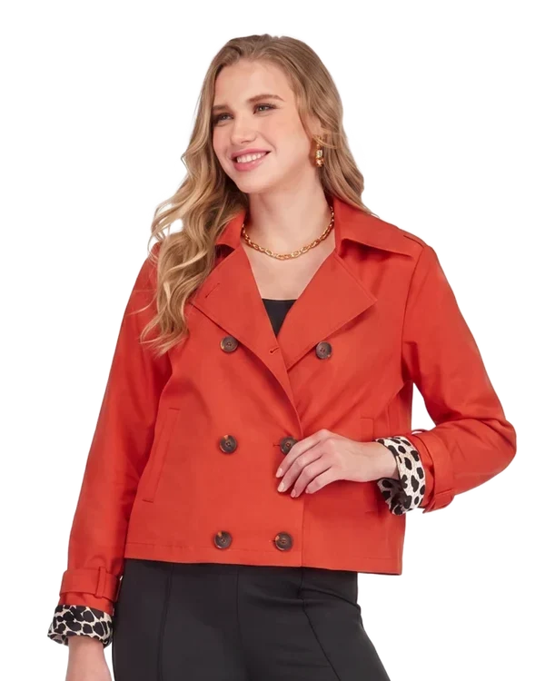 Joy Joy Short Trench Jacket in Flame