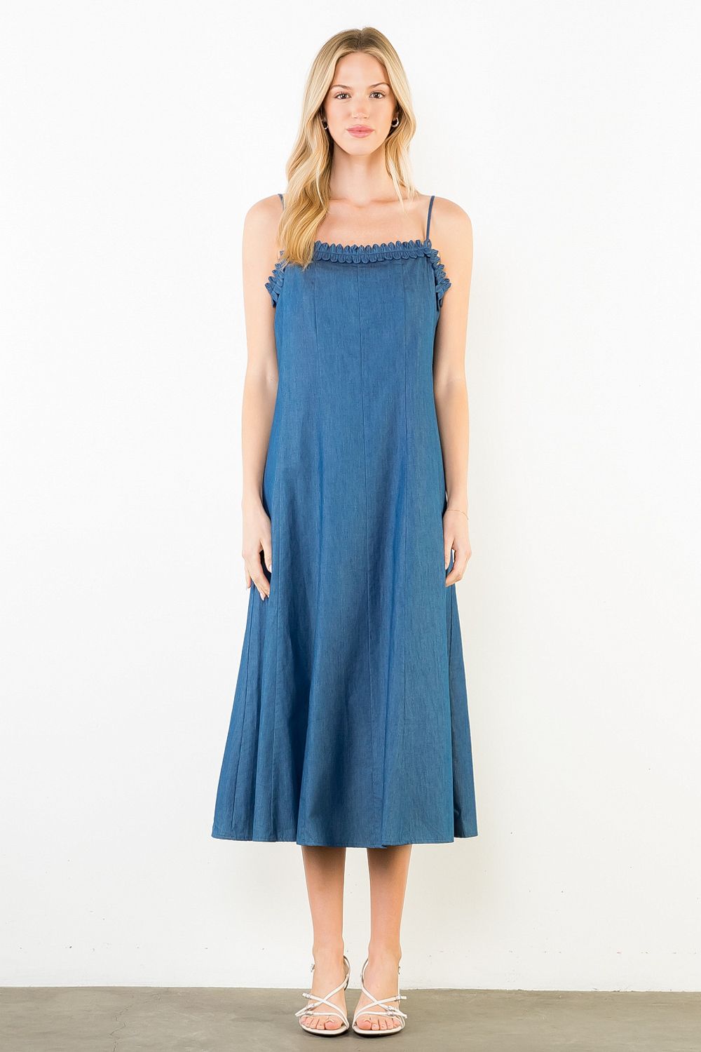 Thin Strap Denim Midi dress
