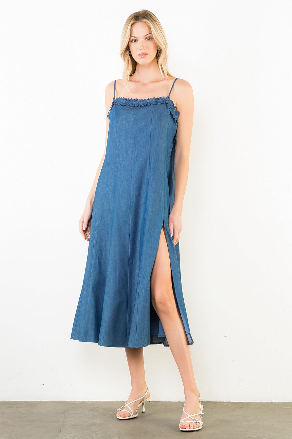 Thin Strap Denim Midi dress