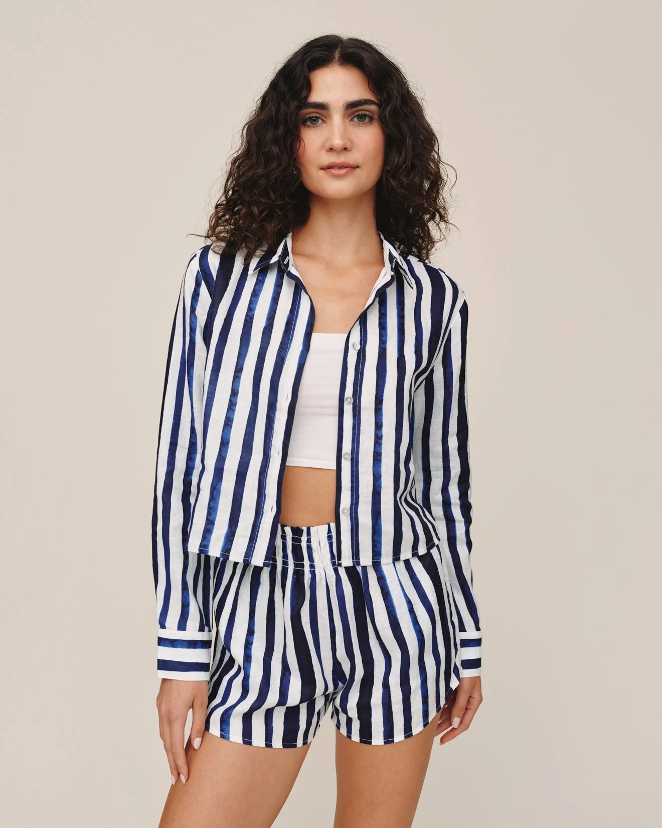 Long Sleeve Crop Shirt Painted Tides