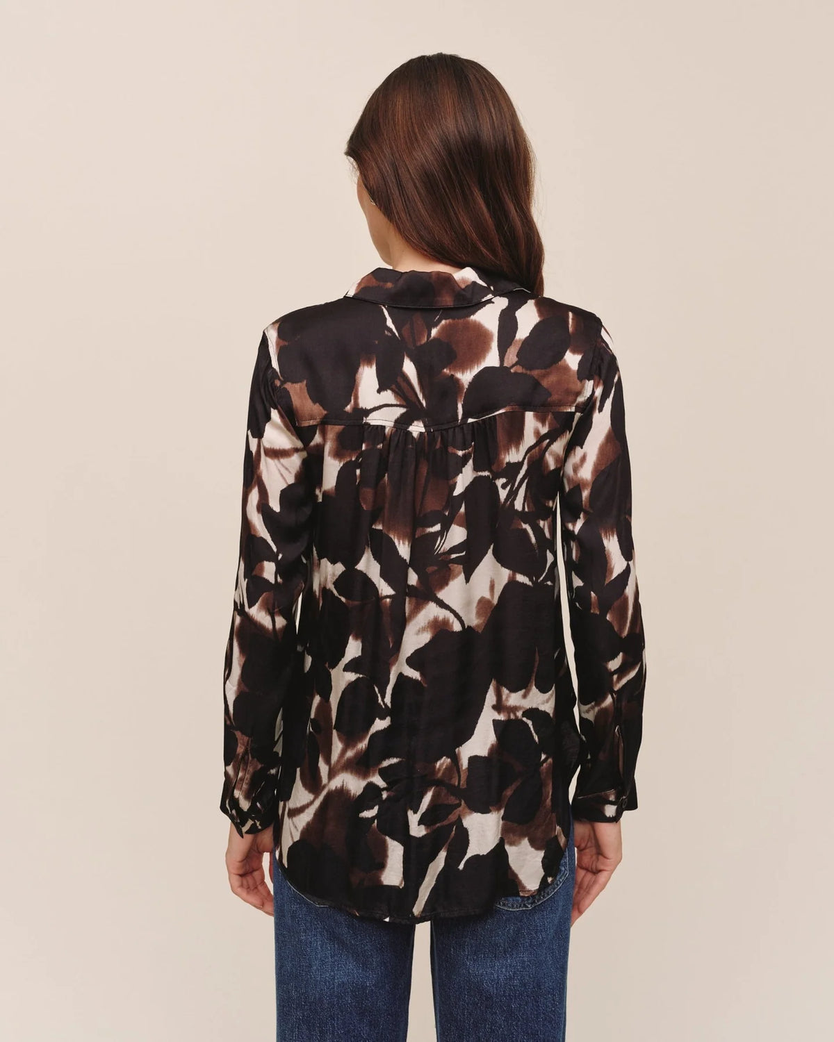 Bella Dahl Long Sleeve Round Hem Button Down - Shadow Floral Print