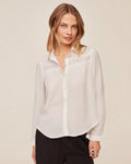 Long Sleeve Shirt with Lace Inset in Ivory