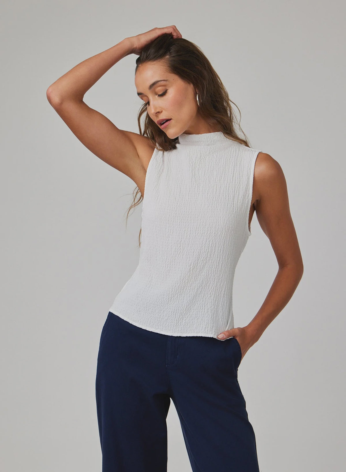 Mock Neck Top - White
