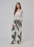 Open Knit Crew Sweater - White