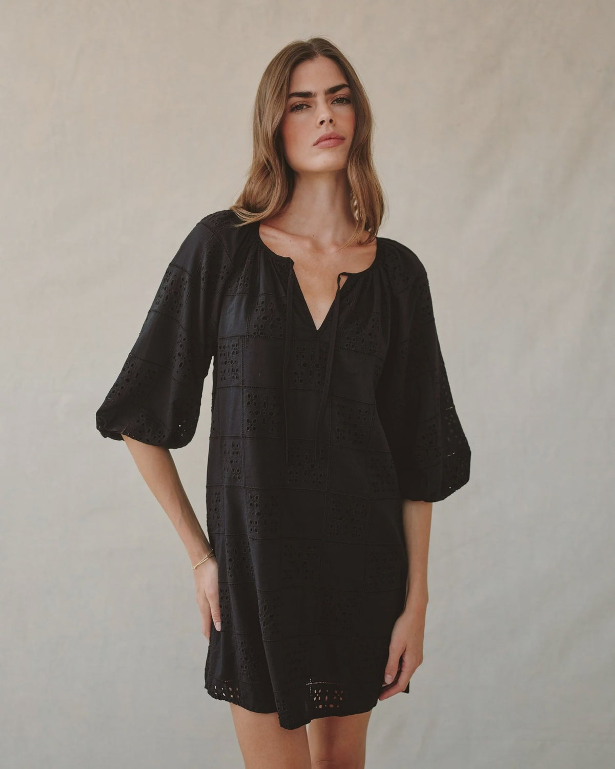 Pulover Puff Sleeve Dress Black