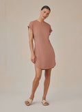 Roll Sleeve T-Shirt Dress - Terracotta