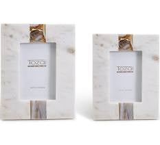 White Marble Agate Inlay Frame L