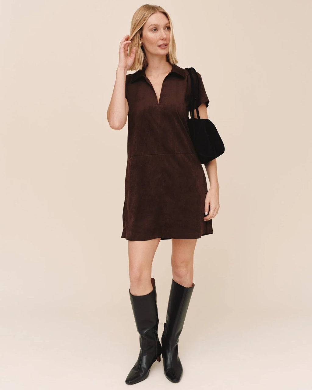 Bella Dahl Short Sleeve Pullover A Line Dress - Dark Roast
