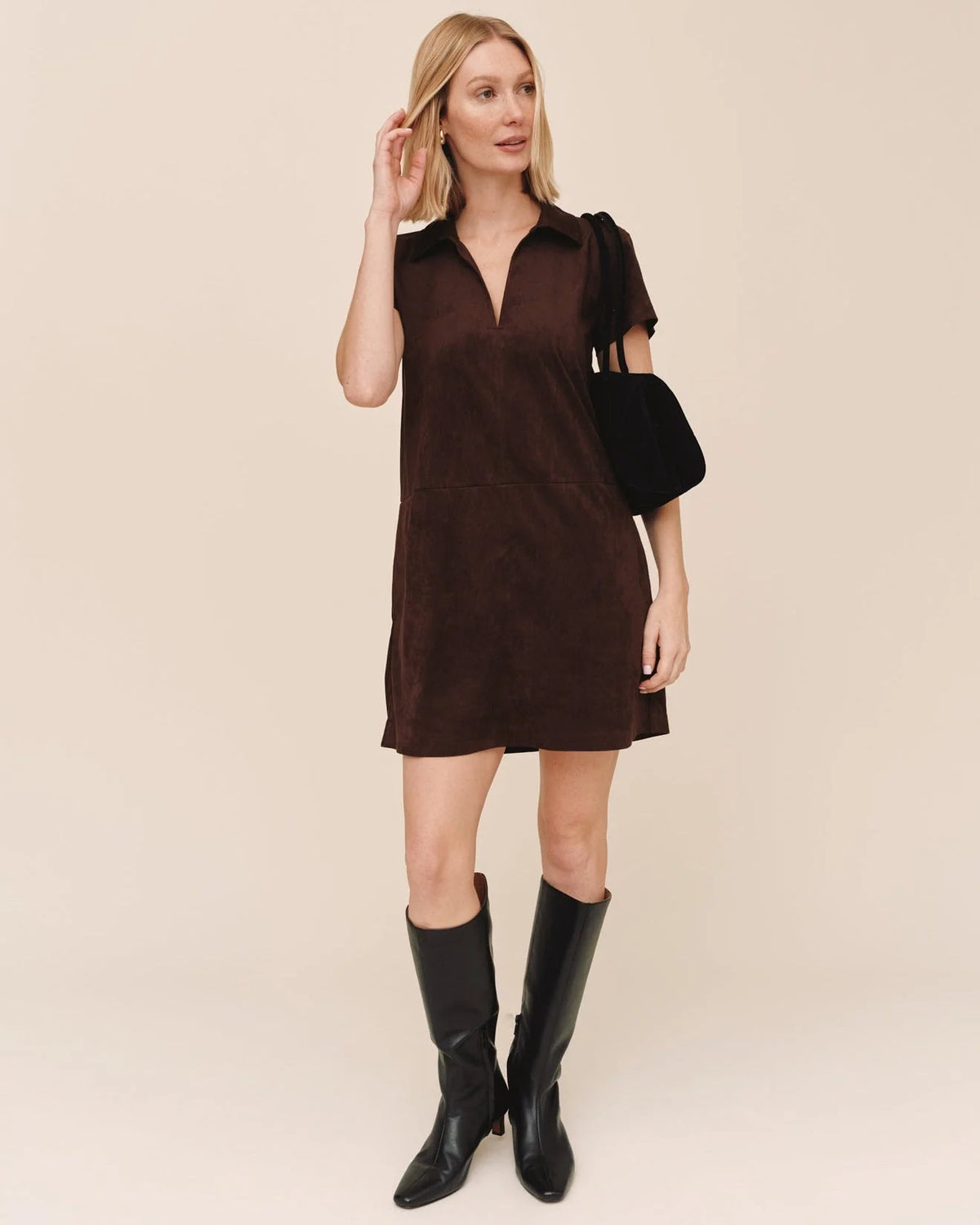 Bella Dahl Short Sleeve Pullover A Line Dress - Dark Roast