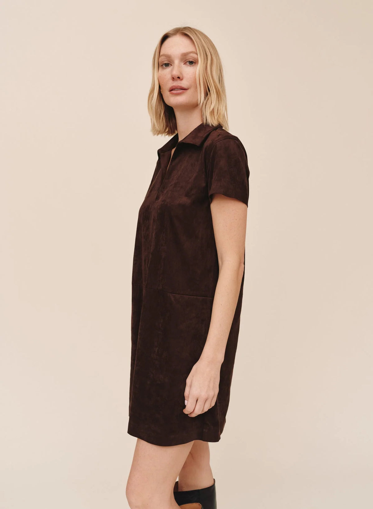 Bella Dahl Short Sleeve Pullover A Line Dress - Dark Roast
