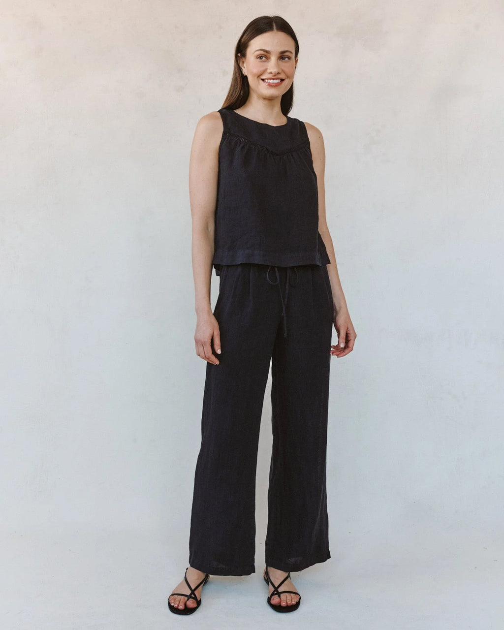 Sleeveless Trimmed Yoke Top