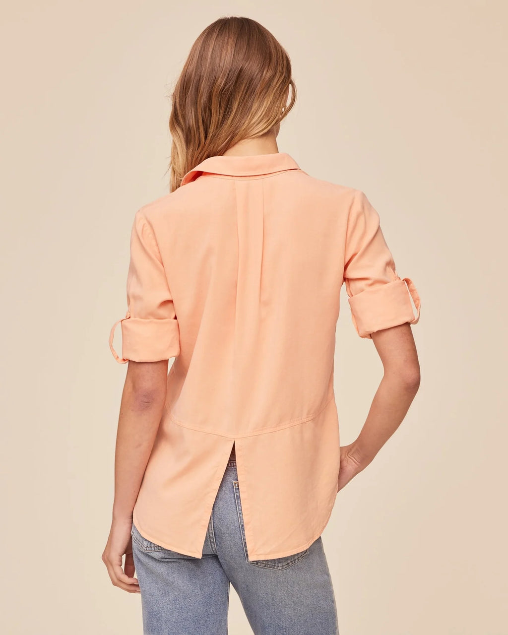 Split Back Button Down Golden Blush