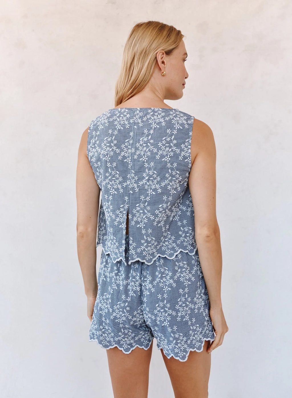 Split Bank Tank Floral Gingham