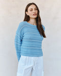 Textured Crew Neck Sweater Sea Breeze